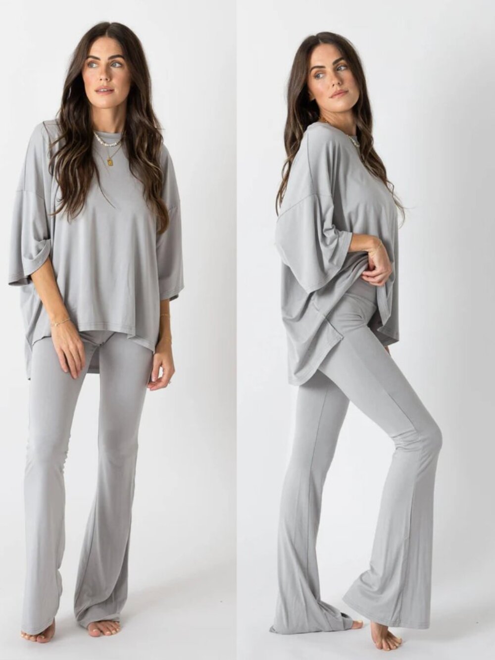 THE FOXY KIND Found My Fav Set Stormy Grey Womens XS Lounge Oversized Monochrome
